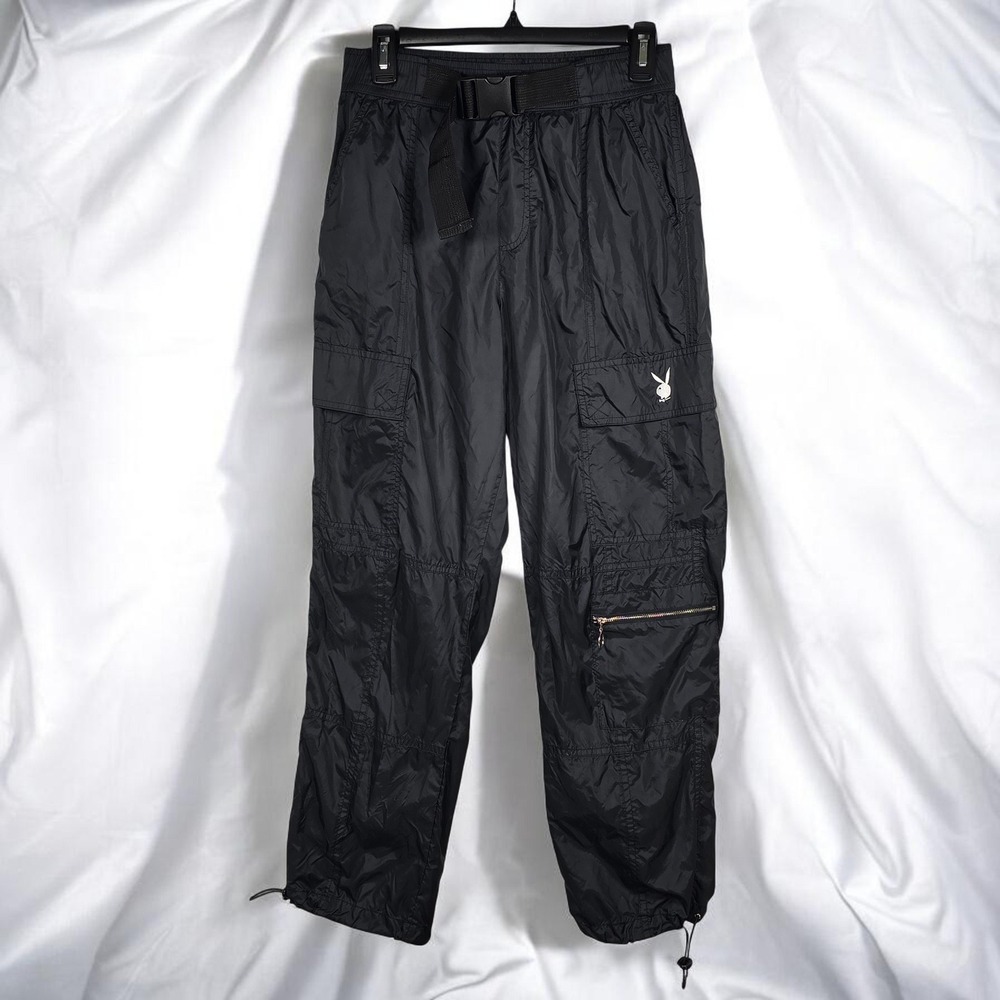 Playboy by Pacsun Black‎ Cargo Pants Nylon Relaxed Fit Belted Womens Medium